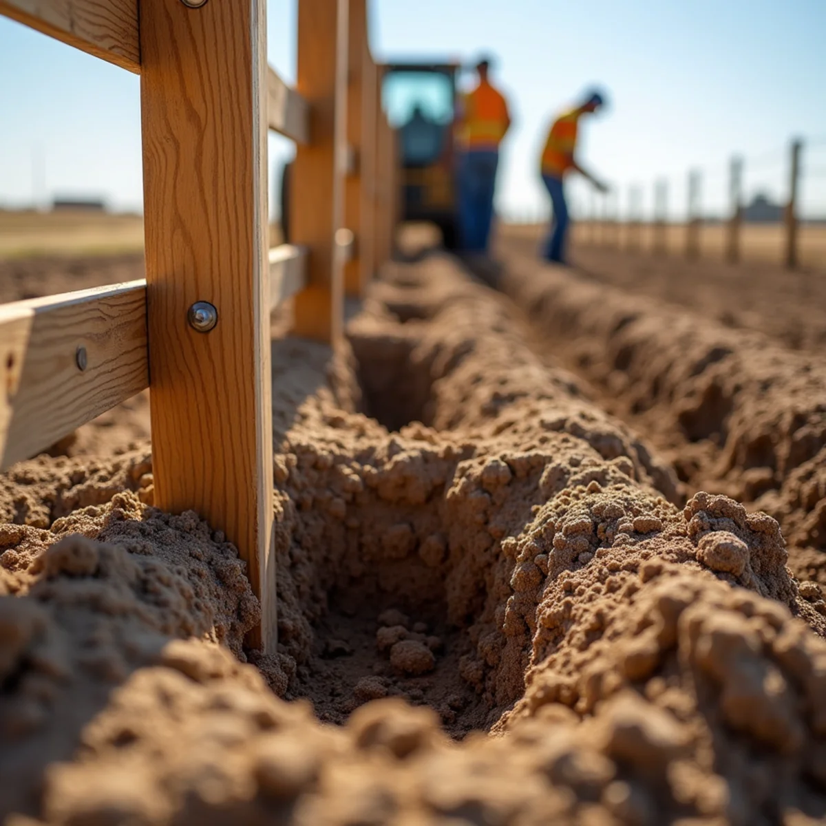 Deep concrete post footing excavation in Burlington Kansas soil