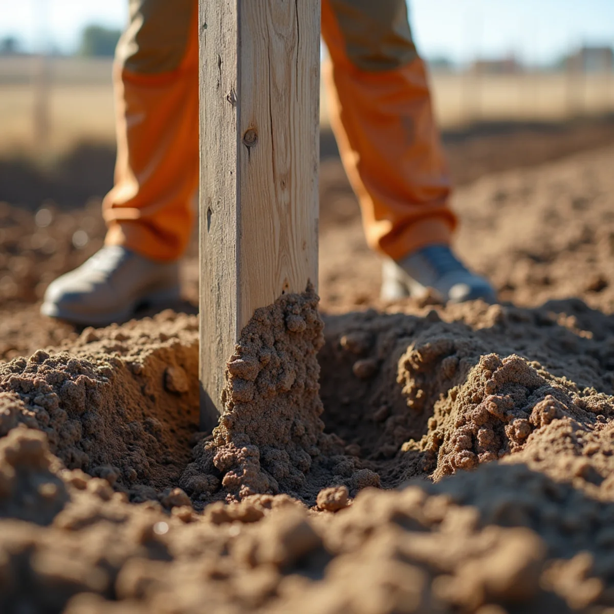 Deep concrete post footing excavation in Colony Kansas soil