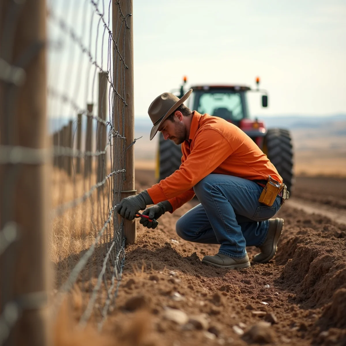 Skilled crew installing fence installation with precision laser alignment