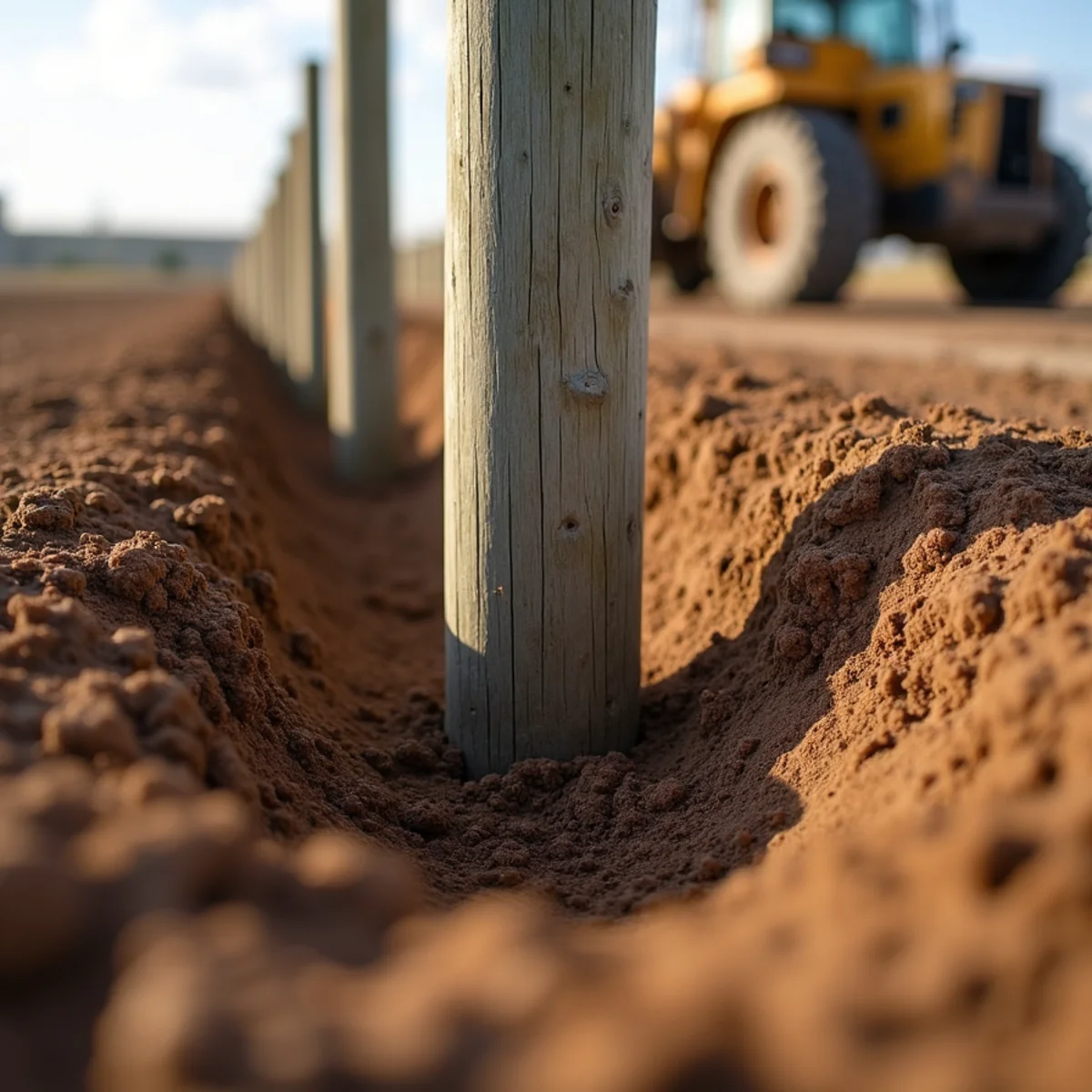 Deep concrete post footing excavation in Franklin County Kansas soil