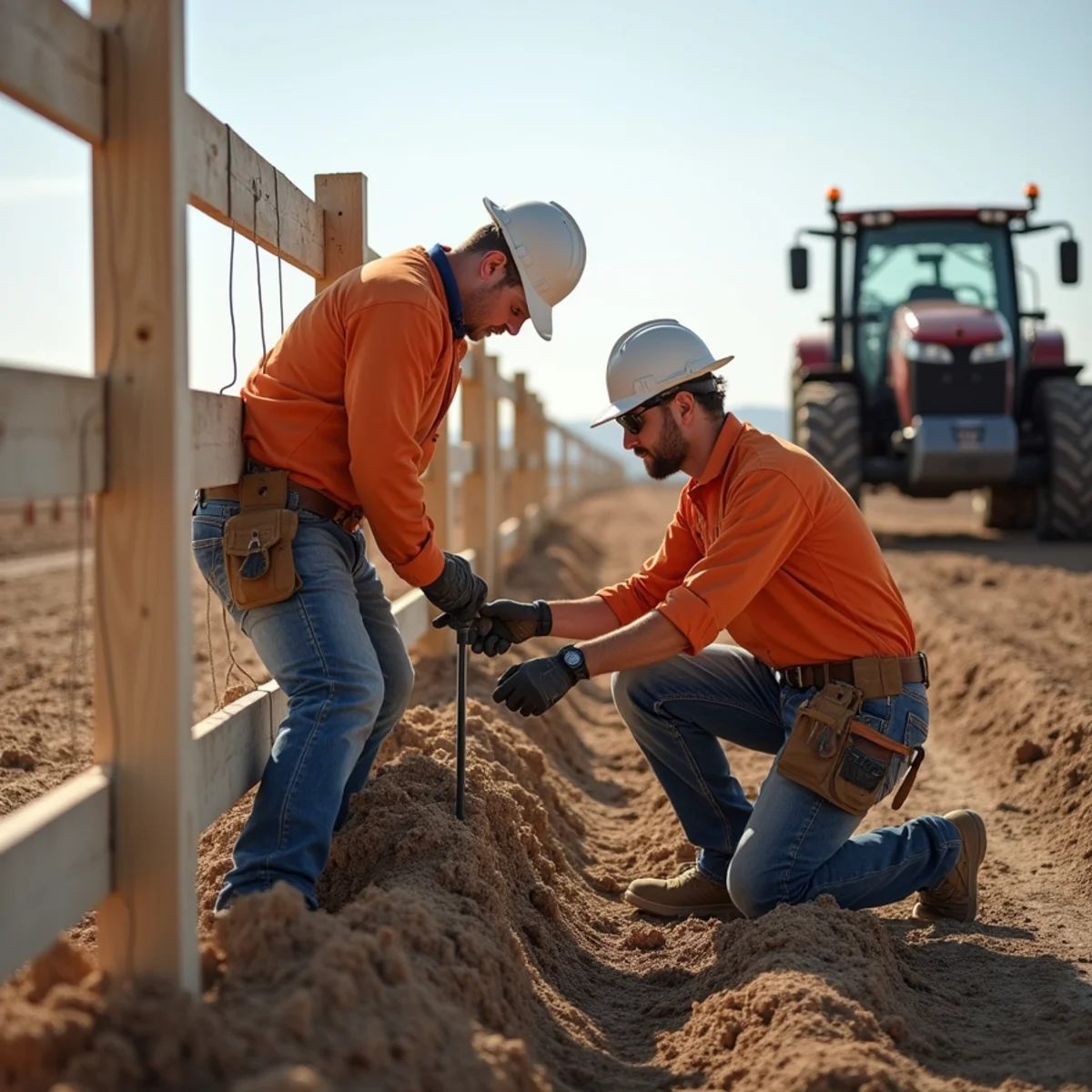 Skilled crew installing gate repair with precision laser alignment