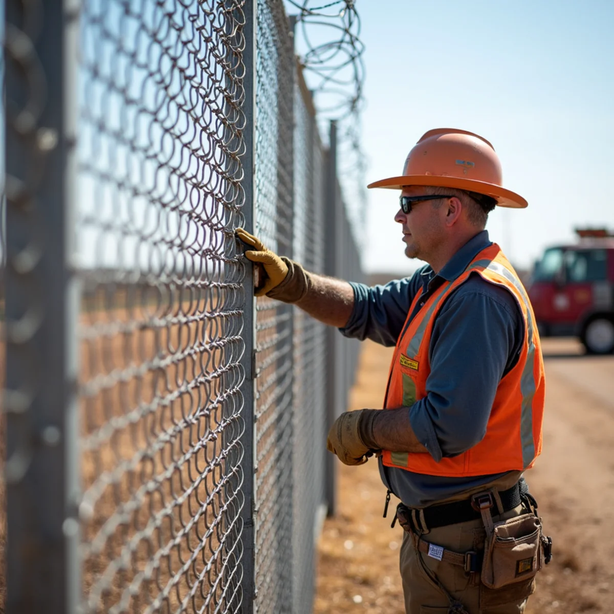 Galvanized commercial chain link security fence installation