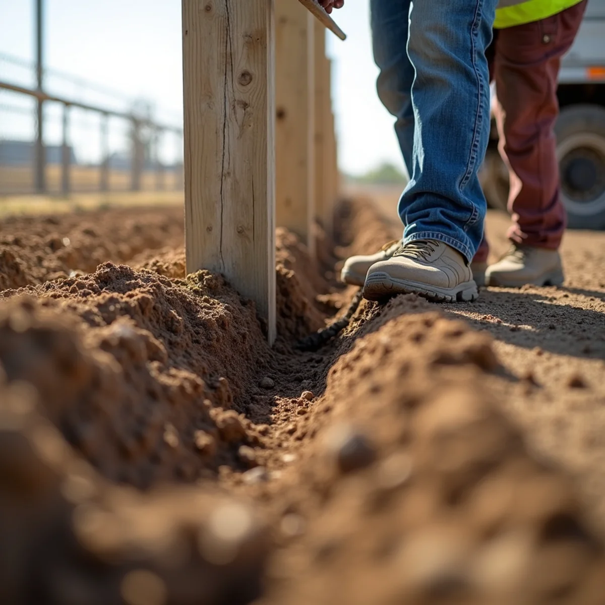 Deep concrete post footing excavation in Lebo Kansas soil