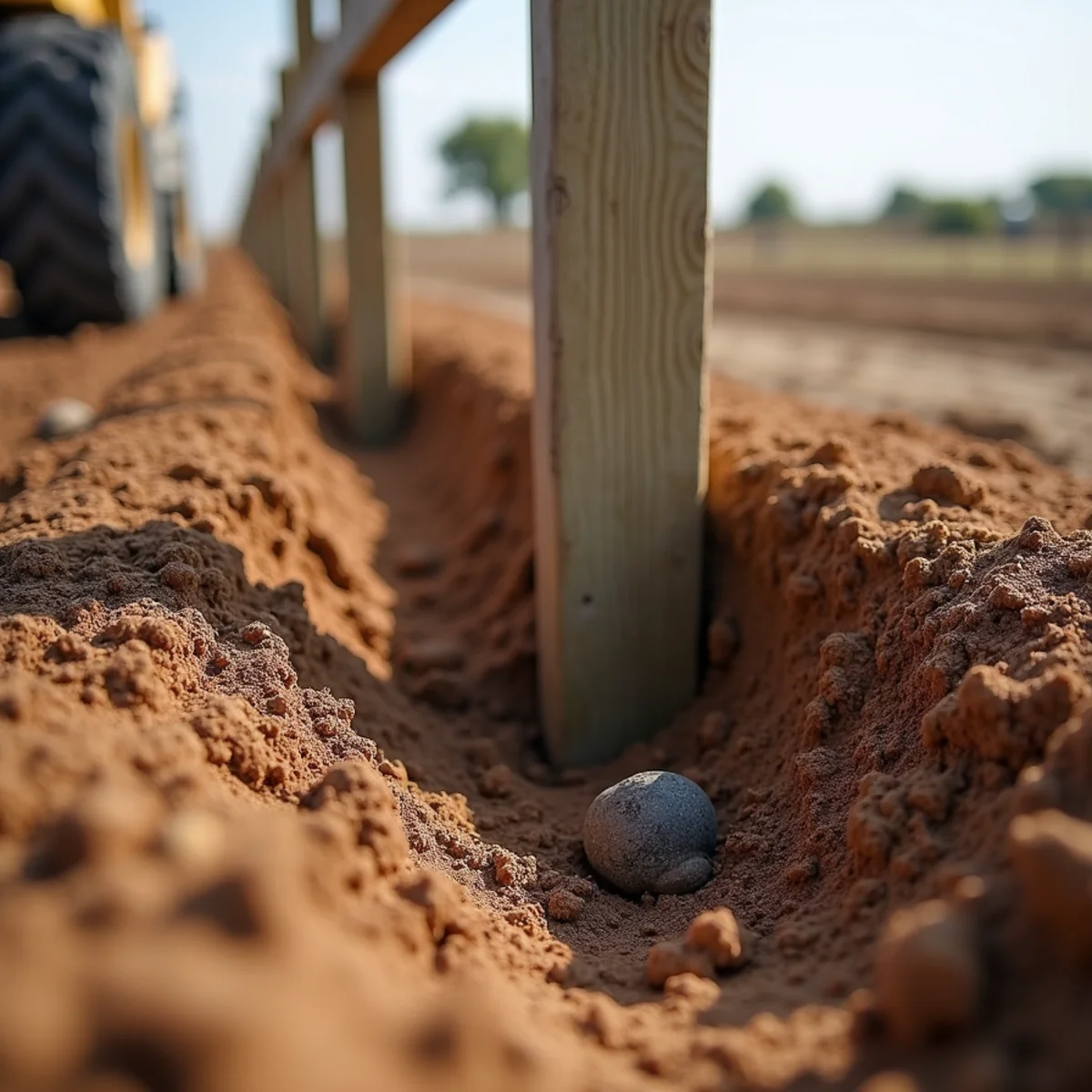 Deep concrete post footing excavation in Melvern Kansas soil