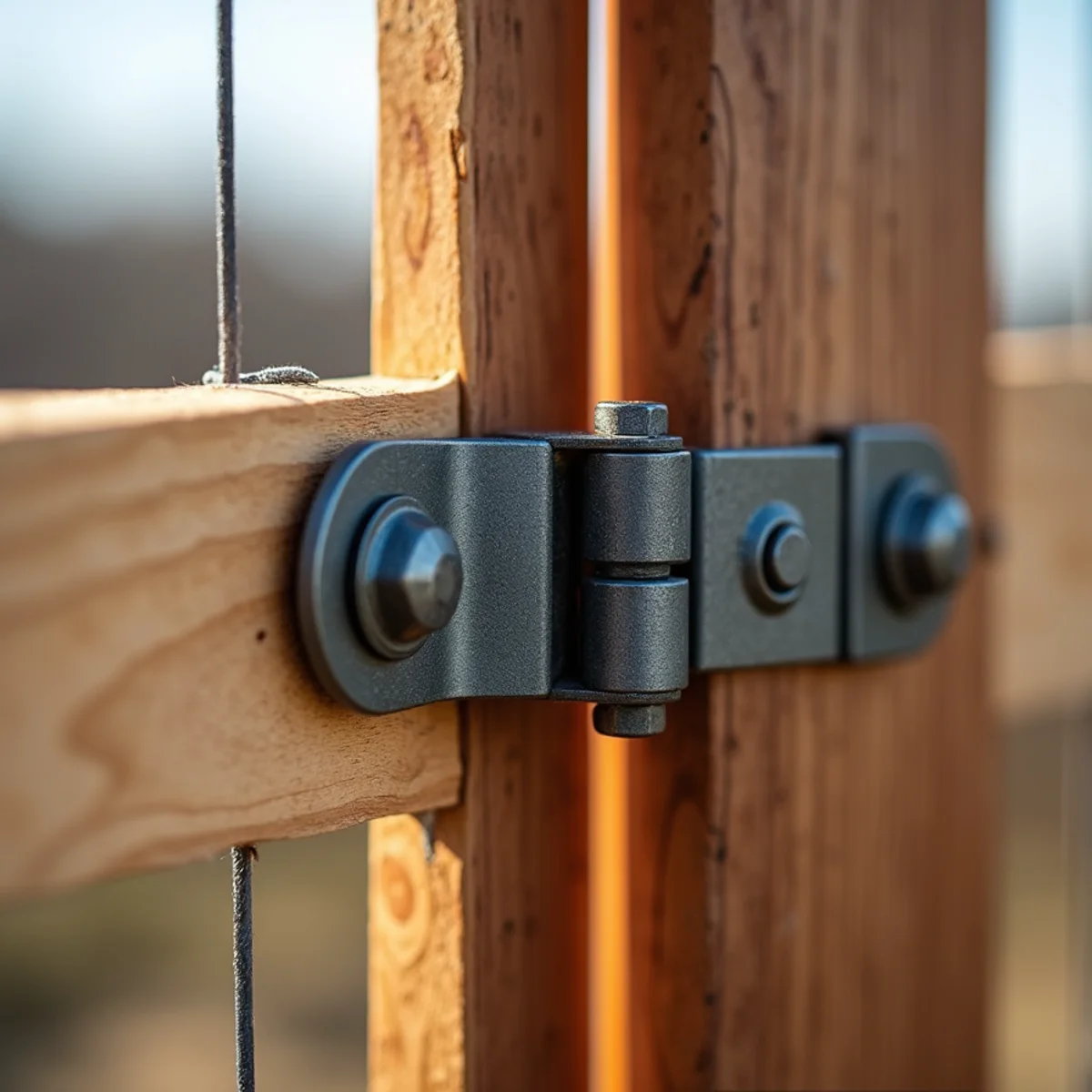 Precision joinery and heavy gate hardware inspected on completed job