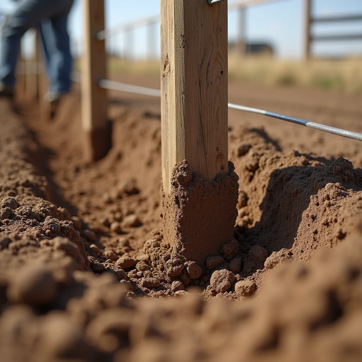Deep concrete post footing excavation in Westphalia Kansas soil