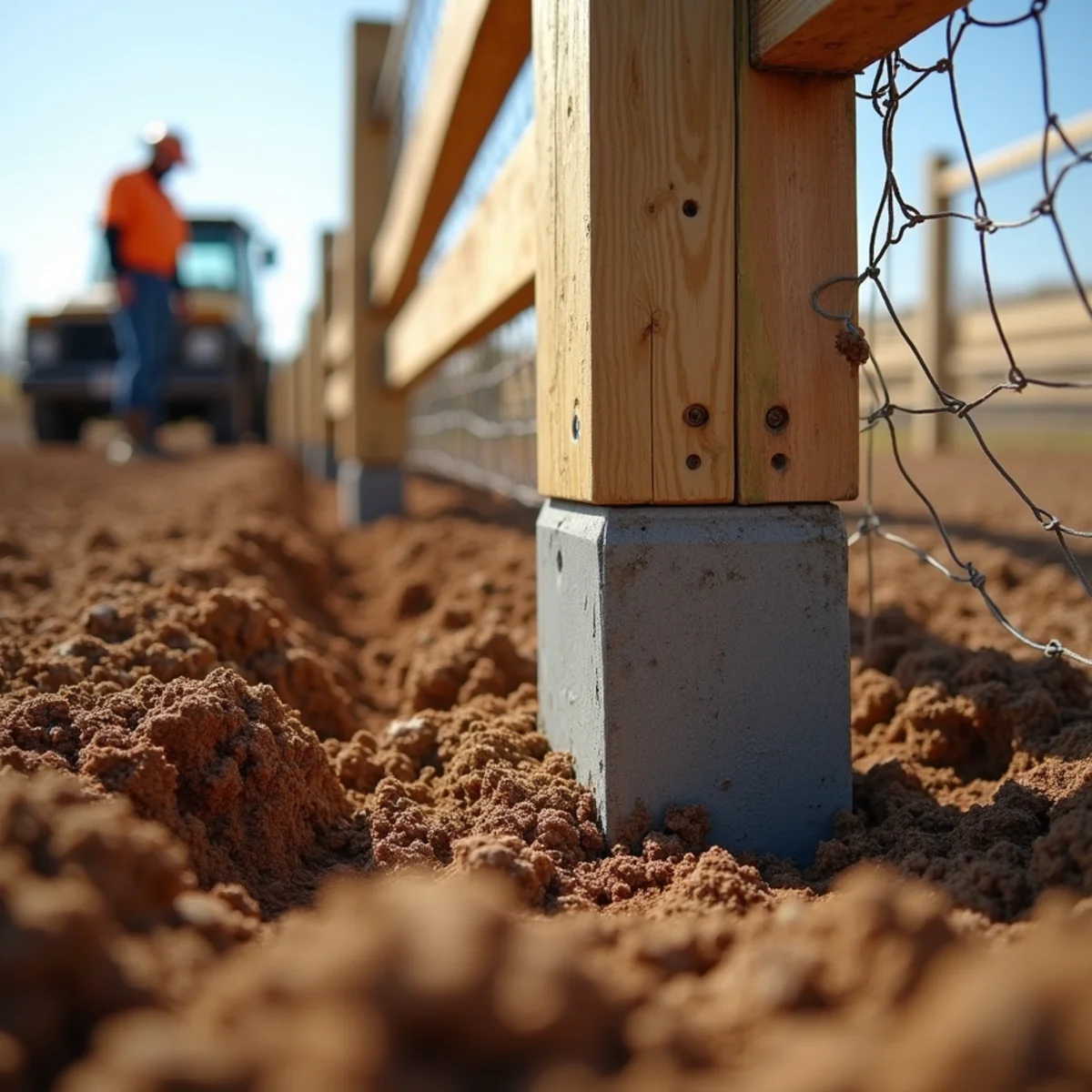 Deep concrete post footing excavation in Yates Center Kansas soil